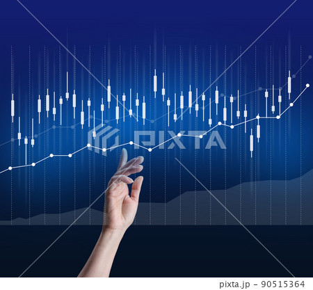 Holographic chart with rising rates and indicators. Business growth concept Holographic chart with rising rates and indicators. Business growth concept 90515364