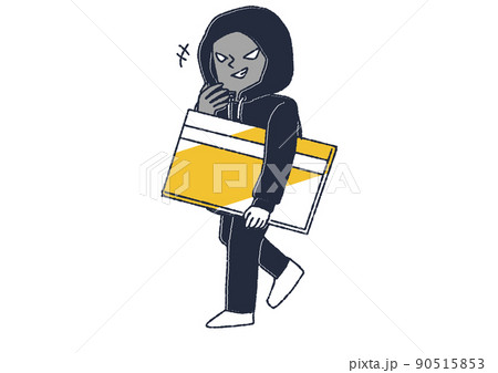 カード情報を盗み取る詐欺師　コミカルな手書きの人物　ベクター、温かみのある線画 90515853