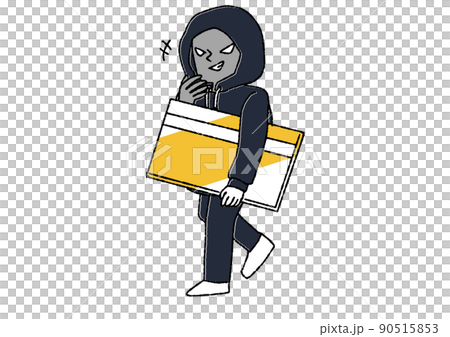 騙子竊取卡片信息滑稽的手寫人向量，溫暖的線描 90515853