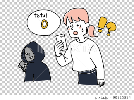 A fraudulent man who stole a woman's deposit balance by illegal operation, a comical handwritten person vector, a warm line drawing A fraudulent man who stole a woman's deposit balance by illegal operation, a comical handwritten person vector, a warm line drawing 90515854