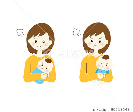 怒っている女性と赤ちゃんのイラスト素材 怒っている女性と赤ちゃんのイラスト素材 90518548