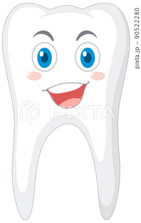 Happy strong tooth in gum on white background Happy strong tooth in gum on white background 90522280
