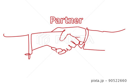 握手をするビジネスパーソンの手元の線画 90522660