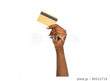 close up of hand with golden credit card 90522718