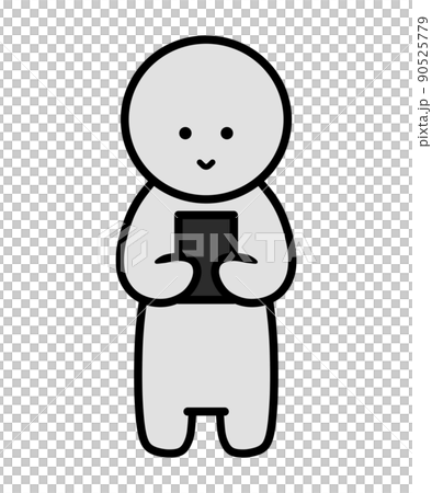 Illustration of a stickman staring at a smartphone Illustration of a stickman staring at a smartphone 90525779