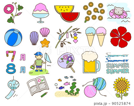 夏の素材　輪郭あり 90525874