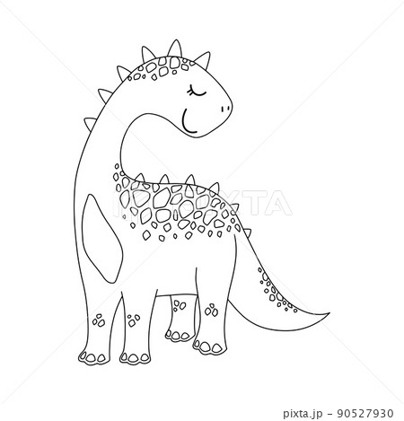Cute cartoon dinosaur character for kids coloring book. Vector illustration. Cute cartoon dinosaur character for kids coloring book. Vector illustration. 90527930
