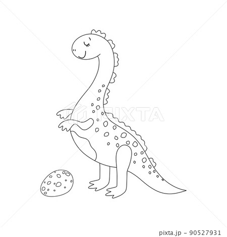 Cute cartoon dinosaur character for kids coloring book. Vector illustration. Cute cartoon dinosaur character for kids coloring book. Vector illustration. 90527931