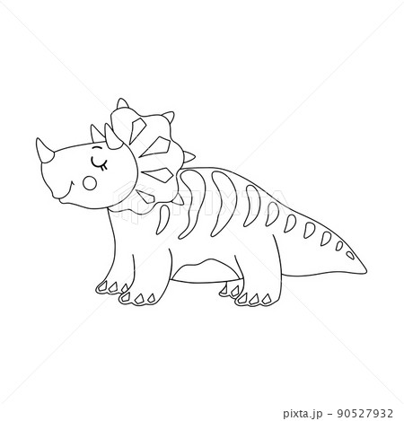 Cute cartoon dinosaur character for kids coloring book. Vector illustration. Cute cartoon dinosaur character for kids coloring book. Vector illustration. 90527932
