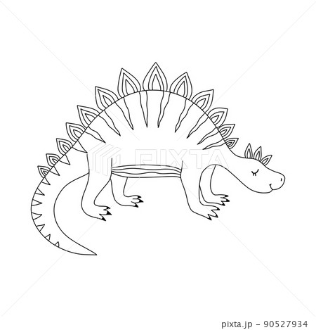 Cute cartoon dinosaur character for kids coloring book. Vector illustration. Cute cartoon dinosaur character for kids coloring book. Vector illustration. 90527934