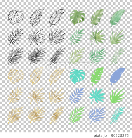 Vector illustration of summer plants and leaves, a great deal Vector illustration of summer plants and leaves, a great deal 90528275