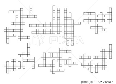 Crossword game grid, cross word puzzle template with empty boxes, vector layout. Crossword game grid background for word guess quiz with blank square boxes, intellectual riddle play 90528487