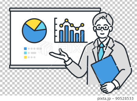 A man wearing glasses explaining the data. A man wearing glasses explaining the data. 90528533