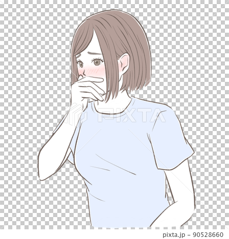 一個把手放在嘴上閃閃發光的女人 90528660