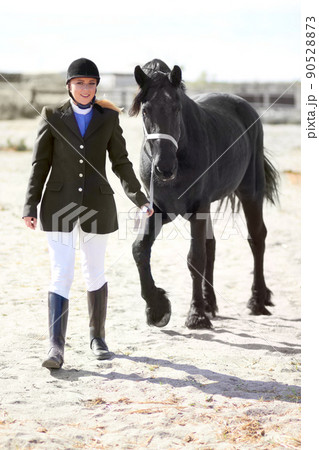 Hes more than just an animal to me. Shot of a beautiful young woman standing next to her horse. Hes more than just an animal to me. Shot of a beautiful young woman standing next to her horse. 90528873
