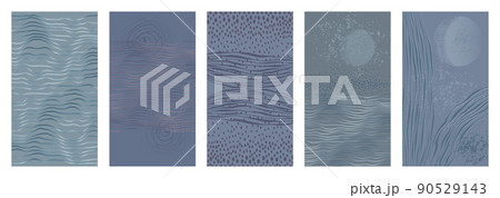 Set of backgrounds for the social media platform. A banner with blue abstract unusual shapes and textures. 90529143