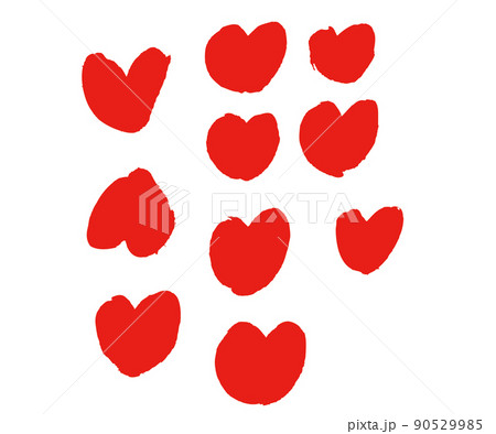 筆書きハートセット赤ベタ 90529985