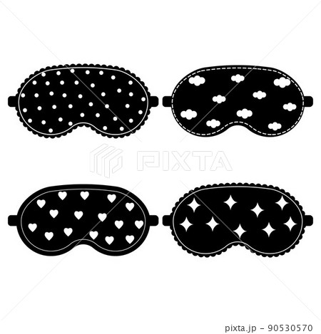 set of sleep mask black and white, isolated vector illustration 90530570