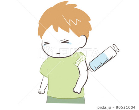 注射を我慢する男の子 90531004