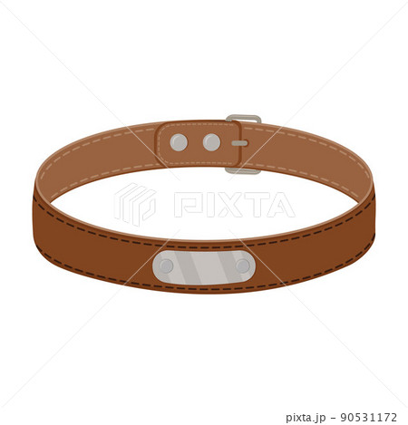 A collar for cats and dogs with a pendant. Vector color isolated cartoon-style illustration. 90531172