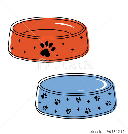 A bowl for dry food for dogs and cats. Vector illustration in a flat style, isolated on a white background. 90531215