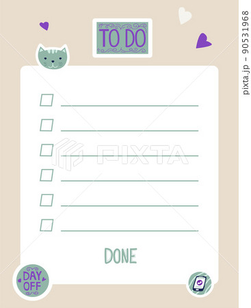 Cute Planner Stickers Diary or Notebook Trendy, Vectors