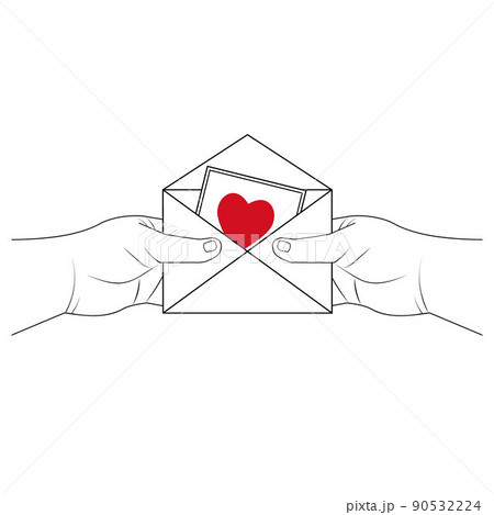 Decorative valentine envelope, black outline vector isolated icon on white background Decorative valentine envelope, black outline vector isolated icon on white background 90532224