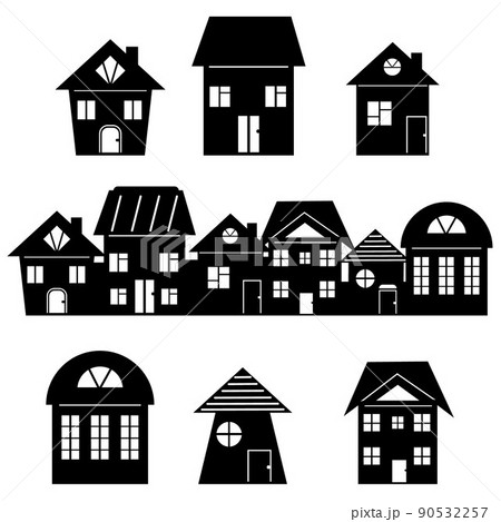 houses and urban landscape, isolated vector illustration stencil icon 90532257