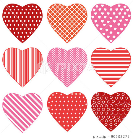 Vintage heart set with ornament, color vector isolated illustration on white background 90532275