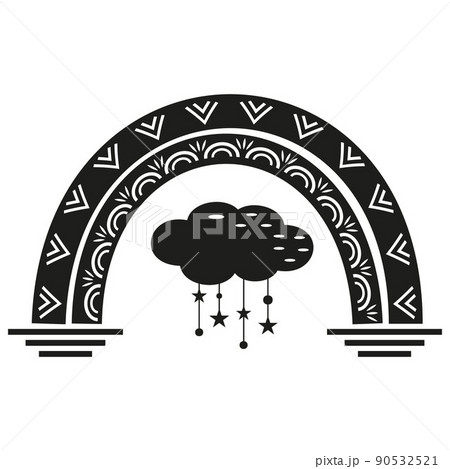 Rainbow with ornament and cloud, black stencil, vector illustration Rainbow with ornament and cloud, black stencil, vector illustration 90532521
