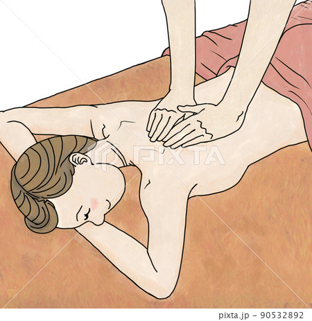 背中のリンパマッサージを受けてリラックスしている女性 背中のリンパマッサージを受けてリラックスしている女性 90532892