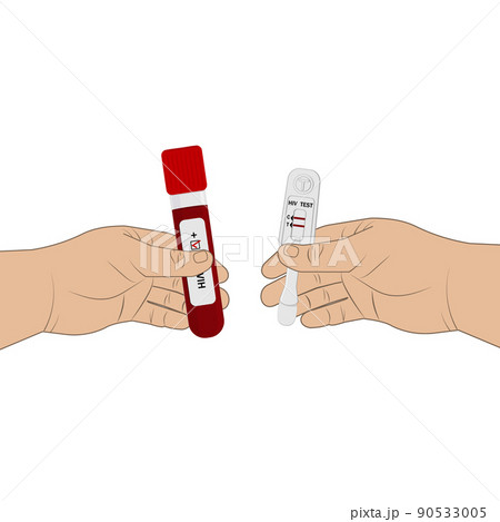 An HIV testing kit with a laboratory test tube for blood analysis. Vector illustration. An HIV testing kit with a laboratory test tube for blood analysis. Vector illustration. 90533005