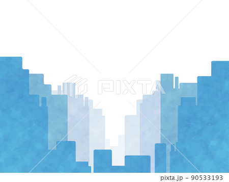 ビルのシルエット 横位置 水彩風 ビルのシルエット 横位置 水彩風 90533193