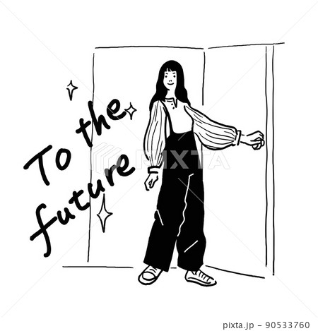 未来への扉を開ける女性 90533760