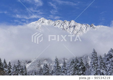 新穂高ロープウェイからの展望 ロープウェイ 初冠雪 穂高連峰 雪山 雪景色 新穂高ロープウェイからの展望 ロープウェイ 初冠雪 穂高連峰 雪山 雪景色 90534219