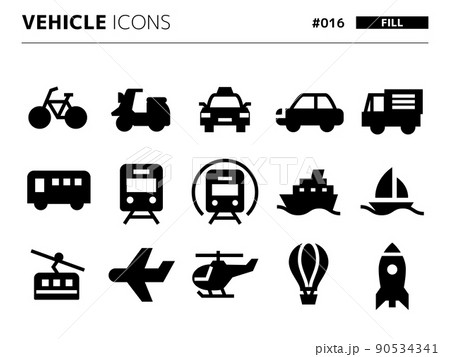 乗り物に関連する塗りつぶしスタイルのアイコンセット_016 乗り物に関連する塗りつぶしスタイルのアイコンセット_016 90534341