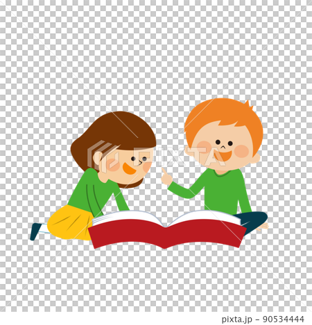 Children reading picture books together 90534444