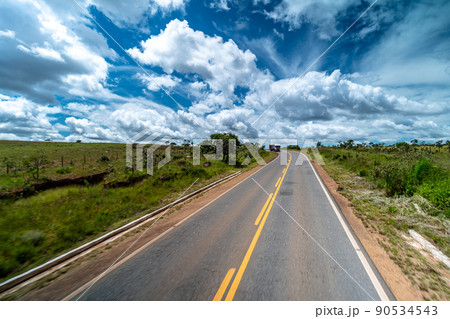 open asphalt road in Brazilian nature in South America 90534543