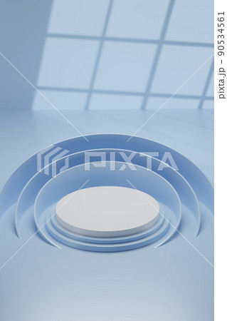Blue background with white podium, 3d render. 90534561