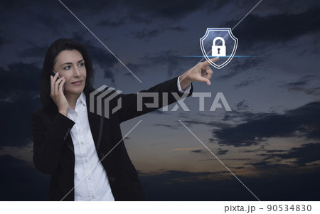 Technology security insurance online concept 90534830