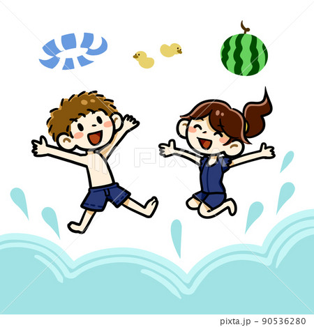 夏 こども プール 海 かわいい イラスト 素材 男の子 女の子 夏 こども プール 海 かわいい イラスト 素材 男の子 女の子 90536280