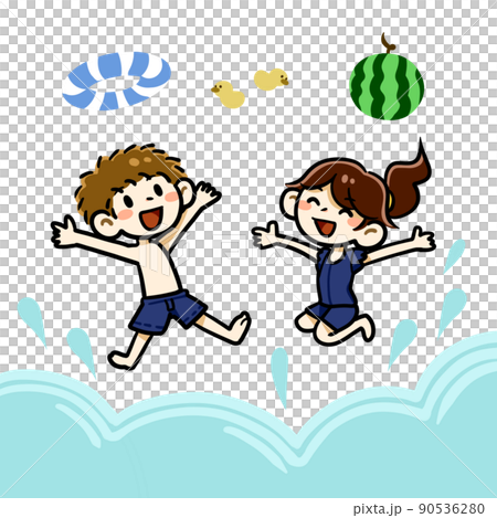 夏 こども プール 海 かわいい イラスト 素材 男の子 女の子 夏 こども プール 海 かわいい イラスト 素材 男の子 女の子 90536280