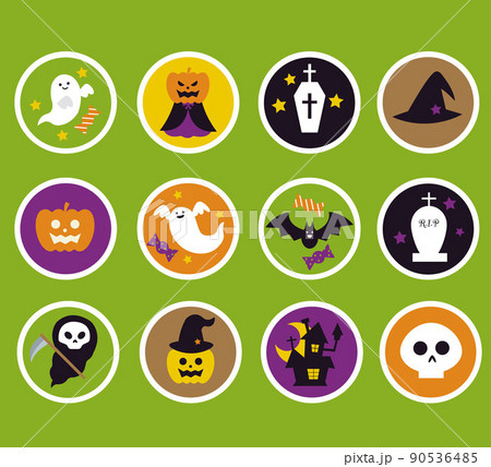 ハロウィーンのステッカーやアイコンとして使えるイラスト素材セット ハロウィーンのステッカーやアイコンとして使えるイラスト素材セット 90536485