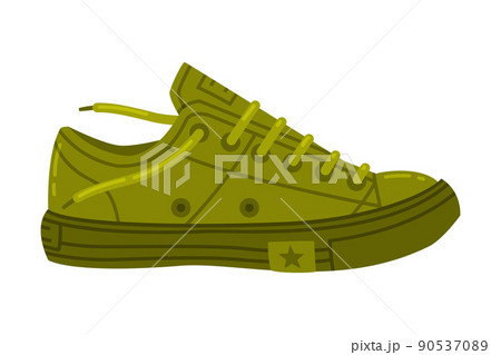Green Sneakers or Trainers as Shoe and Casual Footwear Vector Illustration 90537089