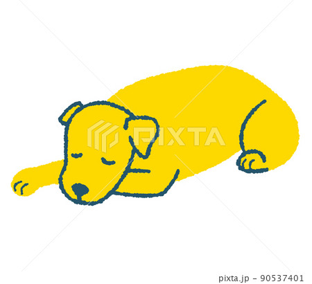 うつ伏せで寝る犬のイラスト 90537401
