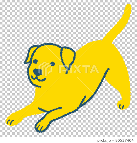 一隻低頭和一個凸起的屁股的狗的插圖 90537404