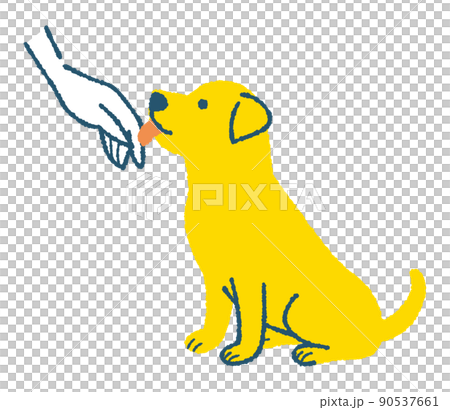 一隻狗舔手的插圖 90537661
