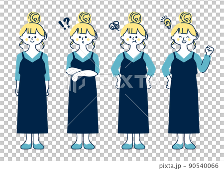 A set of young women with various facial expressions 90540066