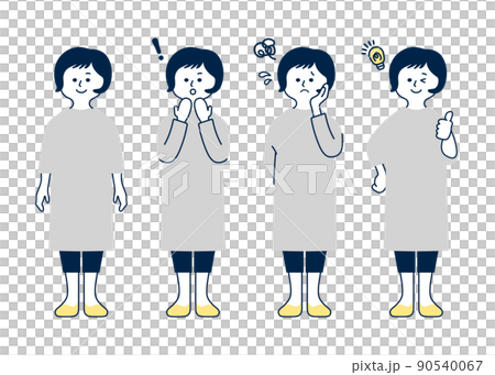 Women's set with various facial expressions 90540067