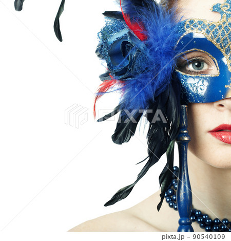 The beautiful young girl in a mysterious mask The beautiful young girl in a mysterious mask 90540109